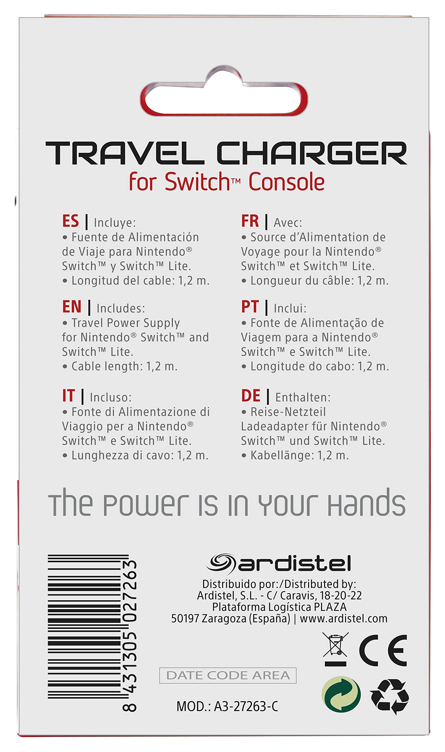 Ardistel - Adaptateur secteur de voyage, 2 M (Nintendo Switch) Ardistel - Adaptateur secteur de voyage, 2 M (Nintendo Switch)